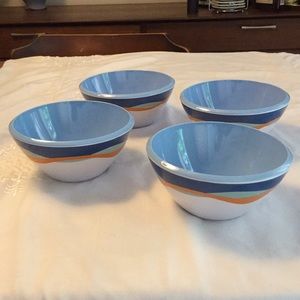 Set of Four Wave Patterned Bowls - Melamine